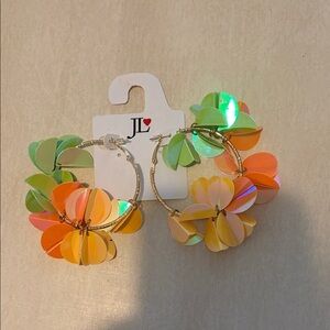JL Colorful Floral Hoop Earrings